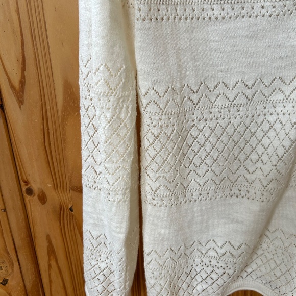 Frye Pointelle Cardigan Sweater Ivory Long Sleeve Button Up Women's Size Medium - Picture 5 of 7